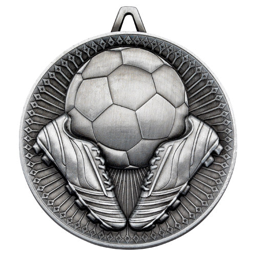 Football Deluxe Medal Antique Silver - 2.35In