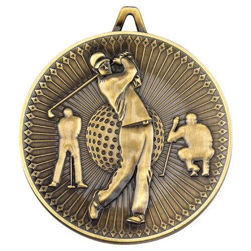 Golf Deluxe Medal Antique Gold - 2.35In