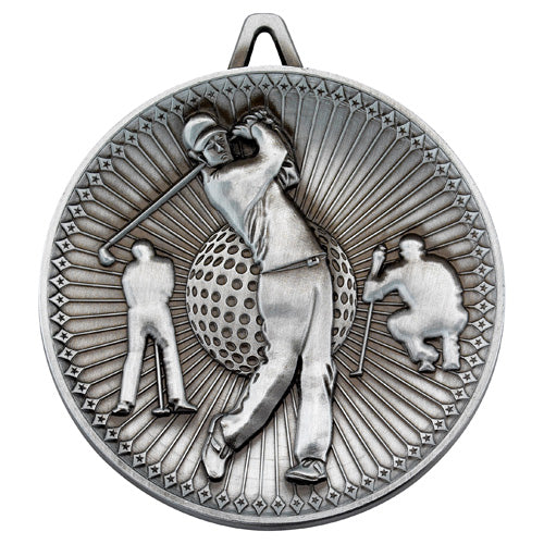 Golf Deluxe Medal Antique Silver - 2.35In