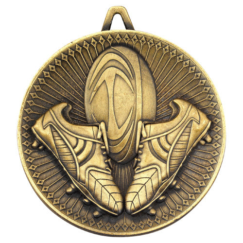 Rugby Deluxe Medal Antique Gold - 2.35In