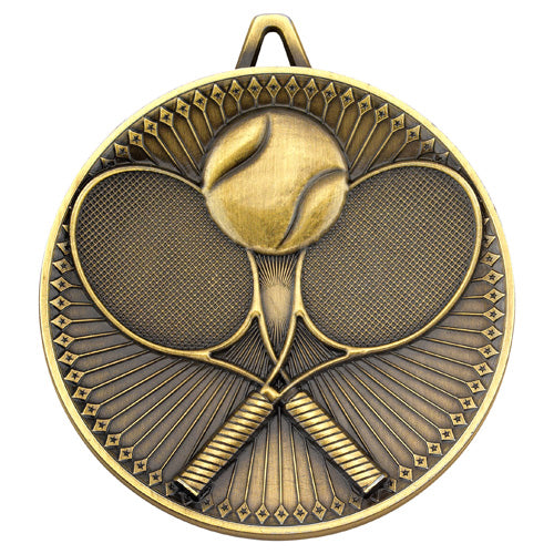 Tennis Deluxe Medal Antique Gold - 2.35In