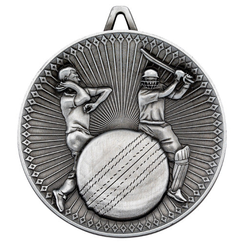 Cricket Deluxe Medal Antique Silver - 2.35In