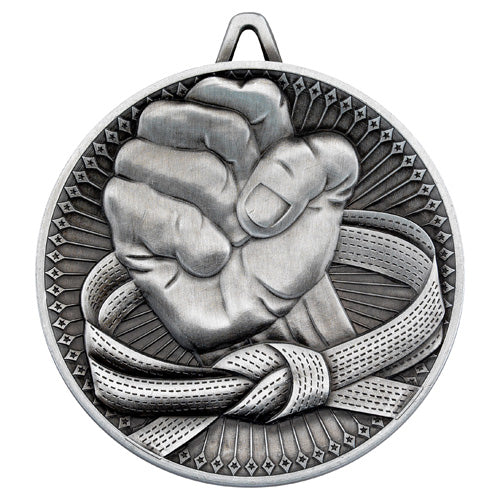 Martial Arts Deluxe Medal Antique Silver -     2.35In