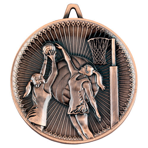 Netball Deluxe Medal Bronze - 2.35In