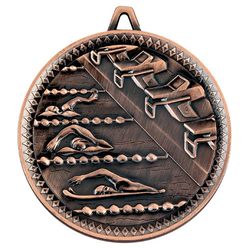 Swimming Deluxe Medal Bronze - 2.35In