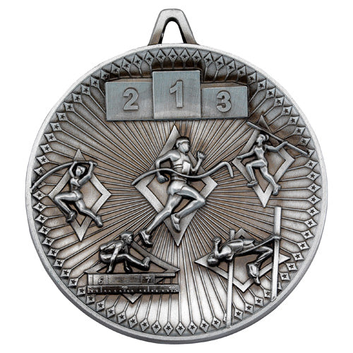 Athletics Deluxe Medal Antique Silver - 2.35In