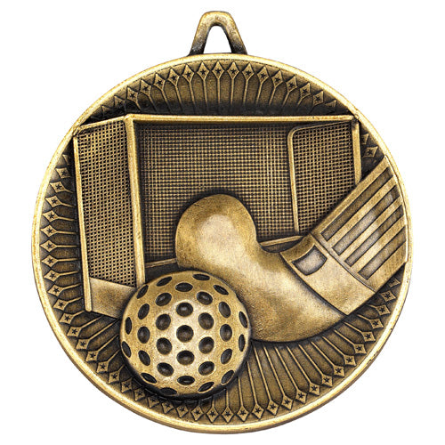 Hockey Deluxe Medal Antique Gold - 2.35In