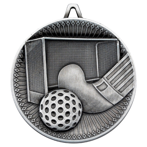 Hockey Deluxe Medal Antique Silver - 2.35In