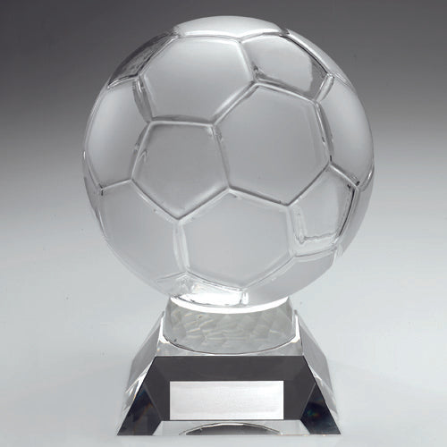 Large Clear Glass Football With Plate - 6.5In