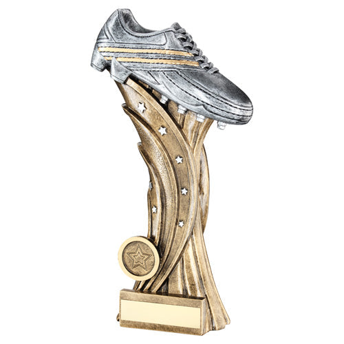 Brz/Pew/Silv Football Boot On Star Column With Plate (1in Centre) - 9.25In