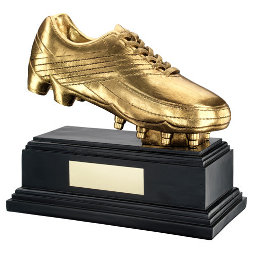 Antique Gold Premium Football Boot On Black Base With Plate - 10 X 11in