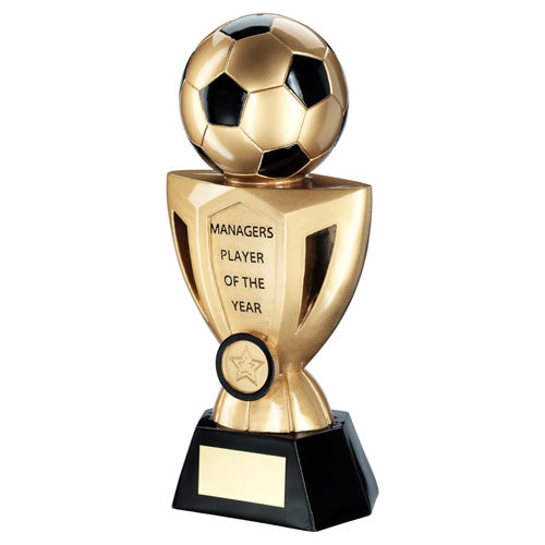 Brz/Pew/Gold Football On Cup With Plate (1in Centre) Managers Player - 10In