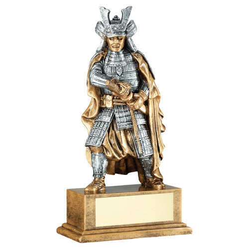 Brz/Pew/Gold Samurai Figure With Plate - 8In