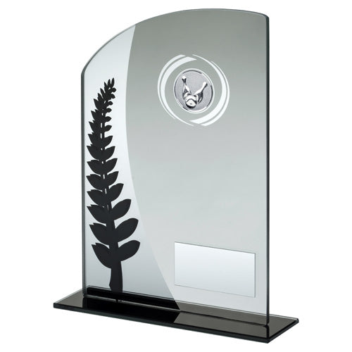 Jade Glass Plaque With Black/Silver Detail With Ten Pin Insert And Plate - 6.5"