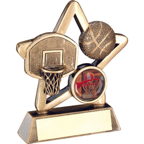 Brz/Gold Basketball Mini Star With Plate (1in Centre) - 3.75In