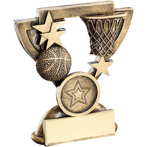 Brz/Gold Basketball Mini Cup With Plate (1in Centre) - 3.75In