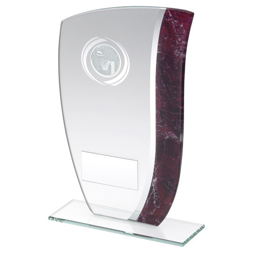 Jade Glass With Claret/Silver Marble Detail And Netball Insert And Plate - 6.5"