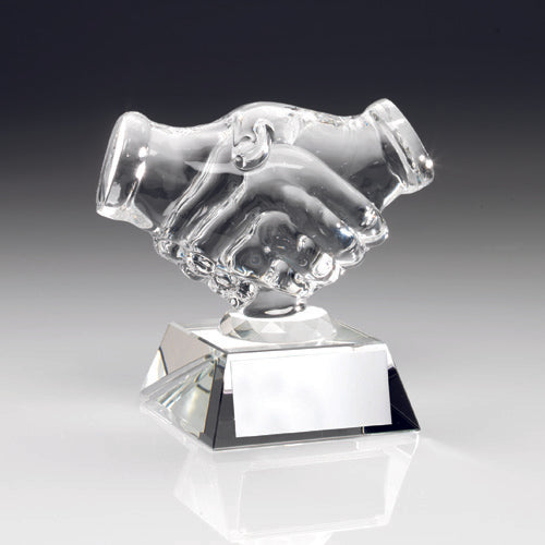 Clear Glass 'Handshake' With Plate - 4.25In