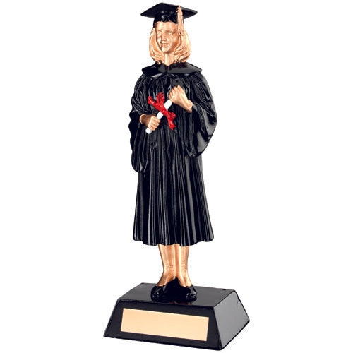 Blk/Gold Resin Female Graduate With Plate -   9.25In