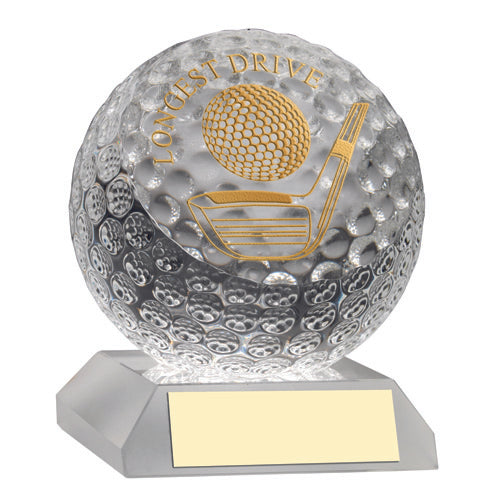 Clear Glass Golf Ball With Plate Longest Drive - 3.75In