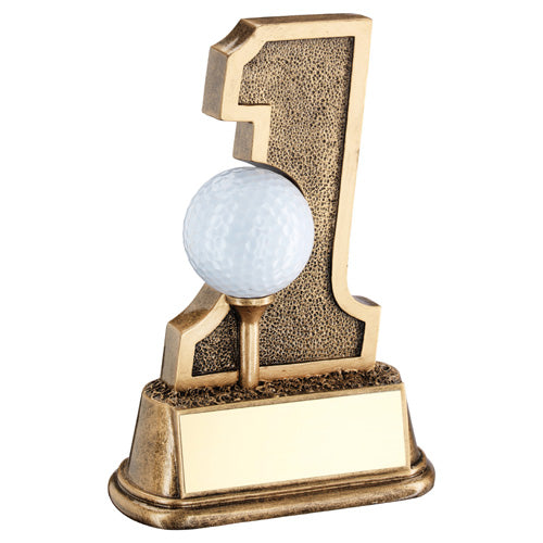 Brz/Gold Golf 'Hole In One' Ball Holder With Plate - 6In