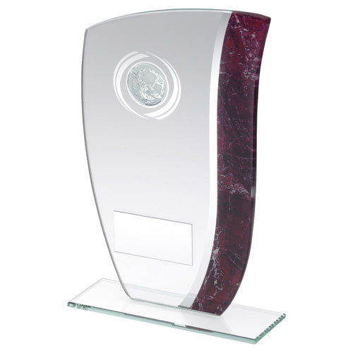 Jade Glass With Claret/Silver Marble Detail And Golf Insert With Plate - 6.5In