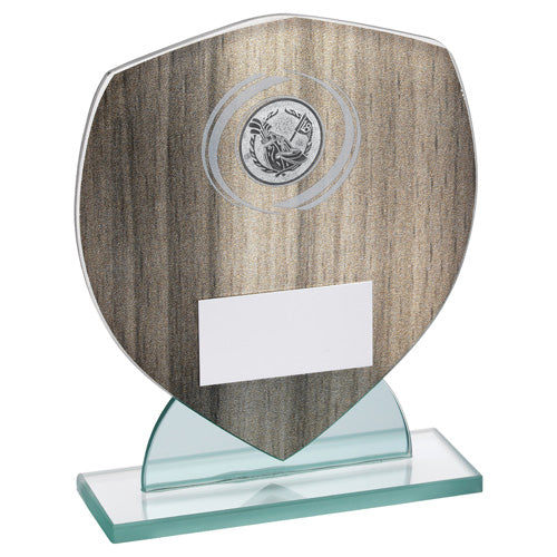 Wood Effect Glass Shield With Golf Insert And Plate - 5.25In