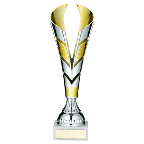 Silver/Gold Plastic V Trophy Cup - 11.25In