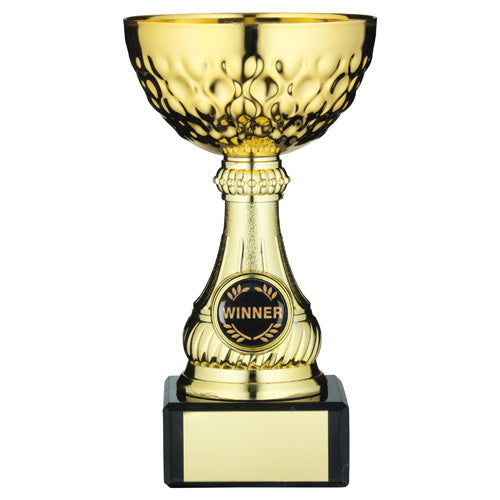 Gold Mini Assembled Trophy Cup With Plate (1in Centre) - 5In