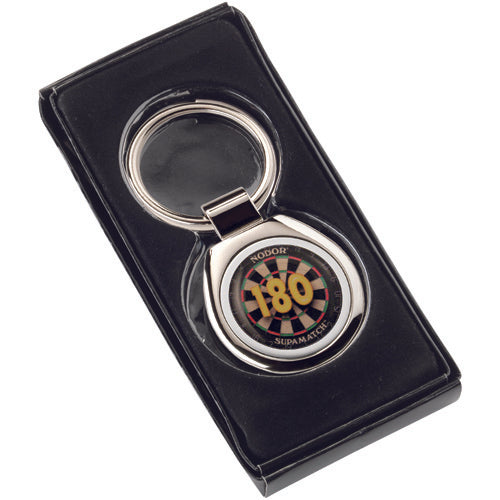 Darts '180' Metal Round Keyring - 1.75In