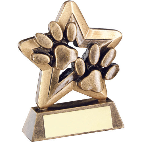 Brz/Gold Dog Paws With Plate Mini Star With Plate - 3.75In