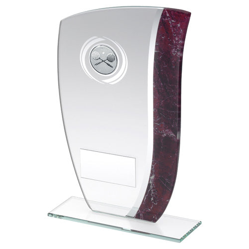 Jade Glass With Claret/Silver Marble Detail And Squash Insert With Plate - 6.5"