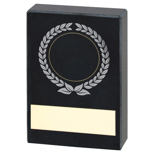 Black Marble With Silver/Gold Wreath And Plate (1in Centre) - 2.5X1.75In