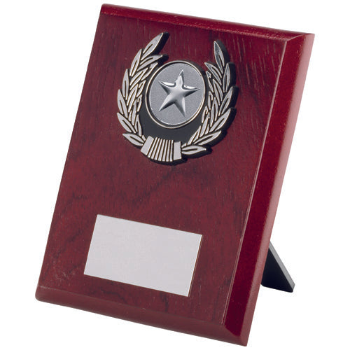 Rosewood Plaque And Silver Trim Assembled Trophy (1in Centre) - 5In