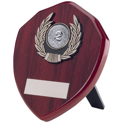 Rosewood Shield And Silver Trim Assembled Trophy (1in Centre) - 5In