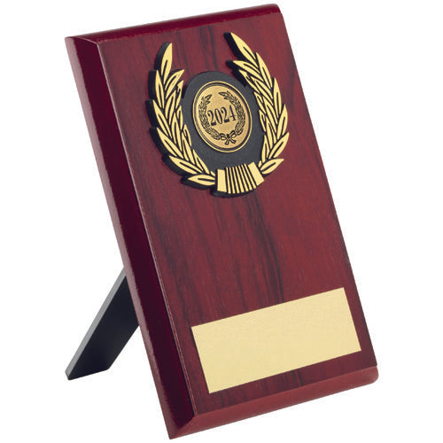 Rosewood Plaque And Gold Trim Assembled Trophy (1in Centre) - 6In