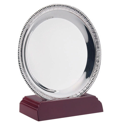 Silver Plated 'Rope' Salver (6") On Wooden Stand - 6.25In