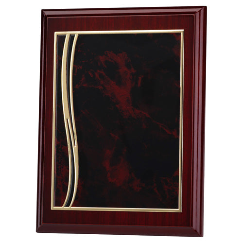 Rosewood Plaque With Red/Gold Aluminium Front - 9In