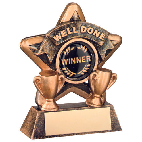 Brz/Gold Mini Star 'Well Done' With Plate (1in Centre) - 3.75In