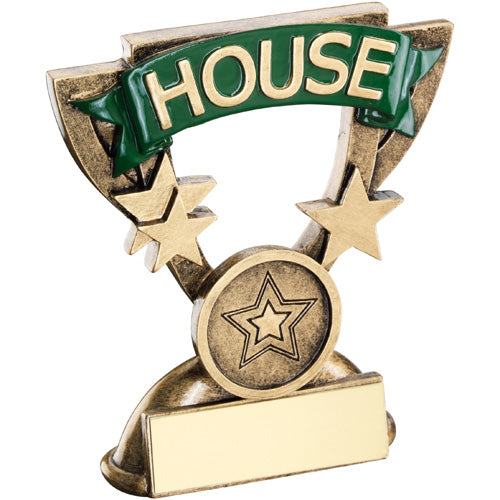 Brz/Gold School House Mini Cup With Plate (1in Centre) Green -  3.75In