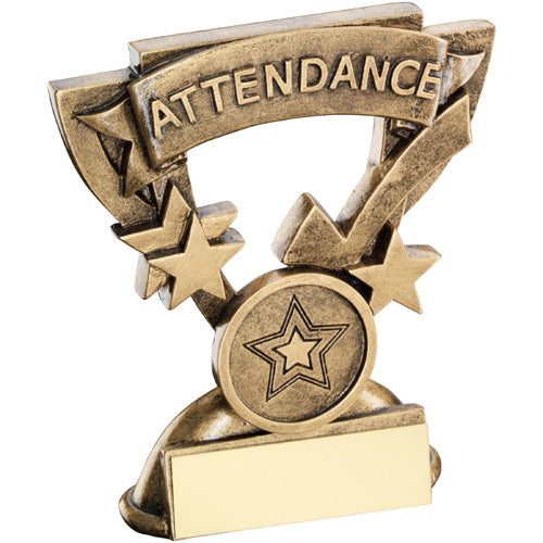 Brz/Gold Attendance Mini Cup With Plate (1in Centre) - 3.75In