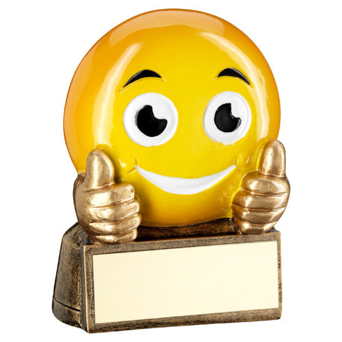 Brz/Yellow 'Thumbs Up Emoji' Figure With Plate -  2.75In