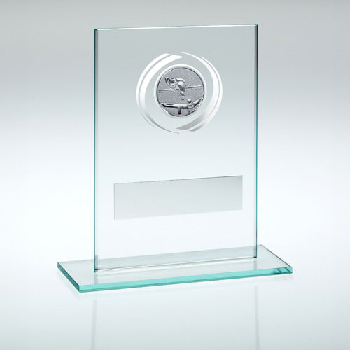 Jade/Silver Glass With Pool/Snooker Insert And Plate - 4.5In