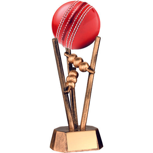 Brz/Gold Resin Cricket Ball Holder - 6.5In