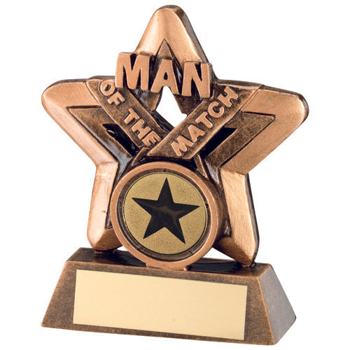 Brz/Gold Man Of The Match Mini Star With Plate (1in Centre) - 3.75In