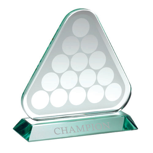 Jade Glass Triangle Plaque With Pool/Snooker Balls (10Mm Thick) - 6.75In