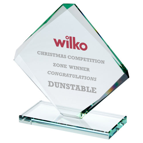 Jade Glass Standard Diamond Plaque (10Mm Thick) - 7In