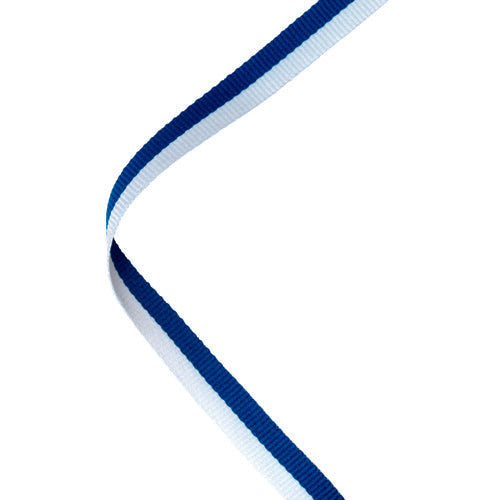 Narrow Medal Ribbon Blue/White - 30 X 0.4In