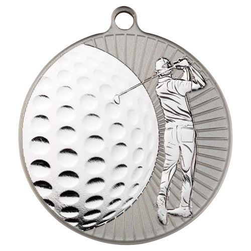 Golf Two Colour Medal Matt Silver/Silver -  2.75In