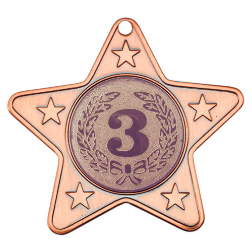 Star Shaped Medal With 5 Mini Stars (1in Centre) Bronze - 2In